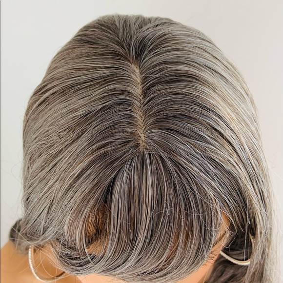Very Pretty Slate Grey Mix Synthetic Wig with Bangs - Picture 3 of 11
